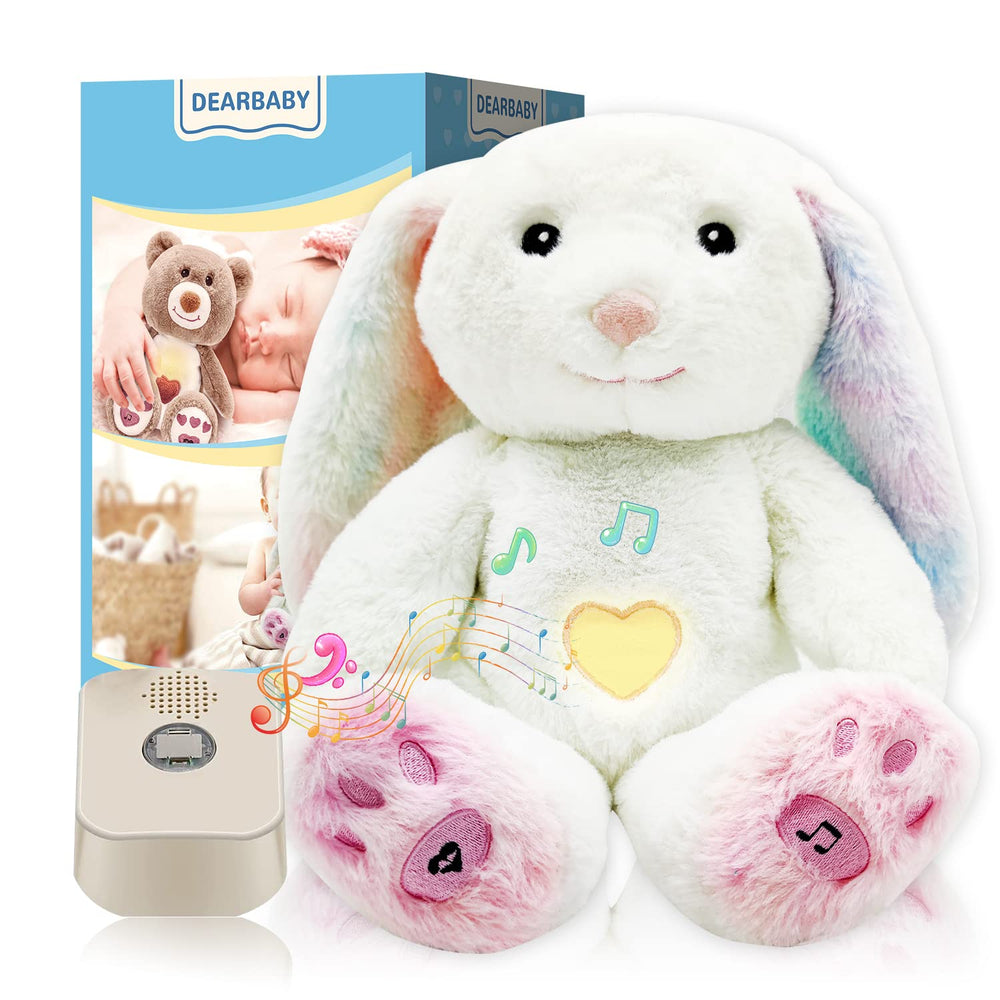 DEARBABY baby sleep soother rabbit plush helps soothe and calm newborns.
