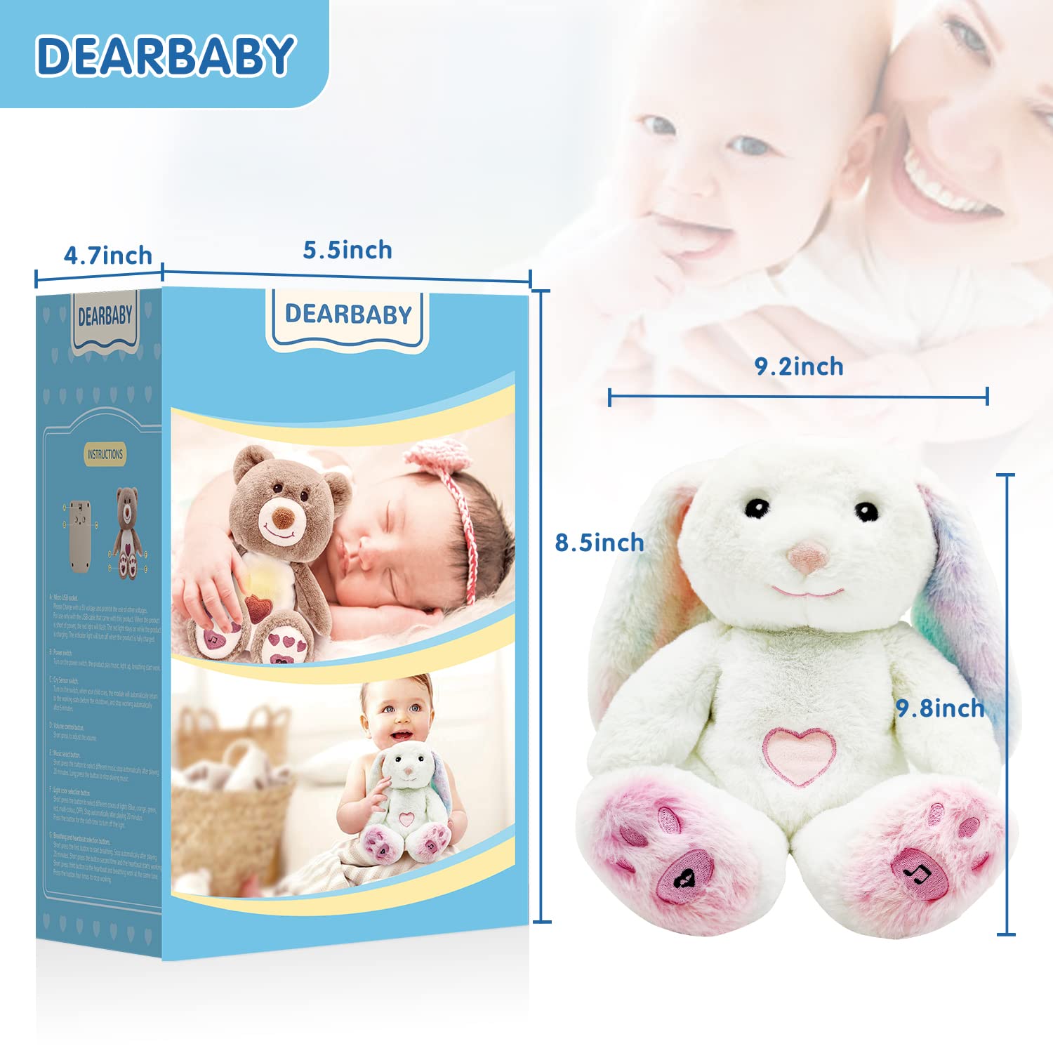 DEARBABY embroidered eye safety details prevent hard components.