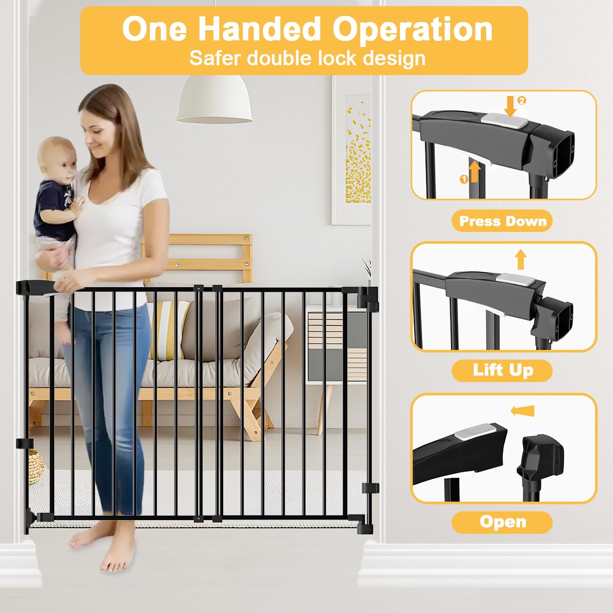 DEARBB adjustable width fits openings from 29.5 to 43 inches.