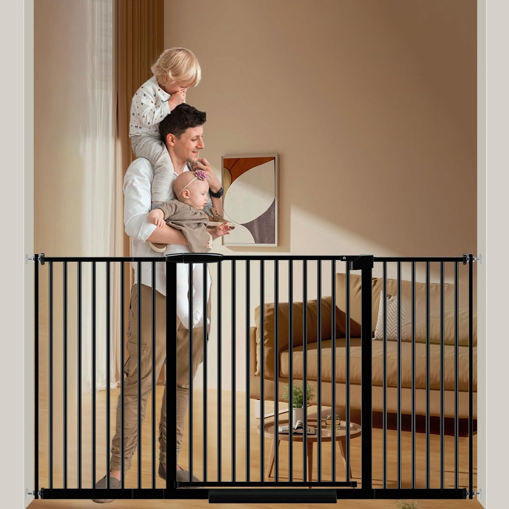 DEARBB extra wide baby gate with ultra-narrow spacing protects toddlers at stairways
