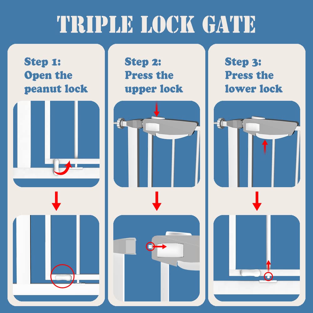 DEARBB walk-through gate in white provides easy access through doorways.