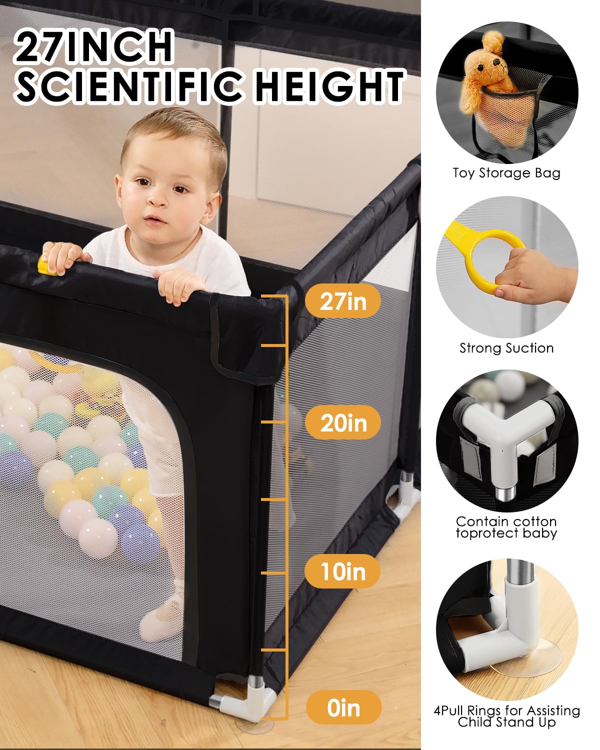 Dearlomum playpen thickened steel frame for durability