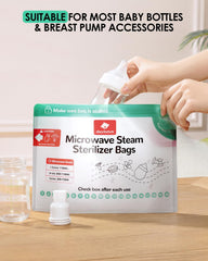 Dearlomum sterilizer bag with pacifier inside for convenient at-home bottle prep.