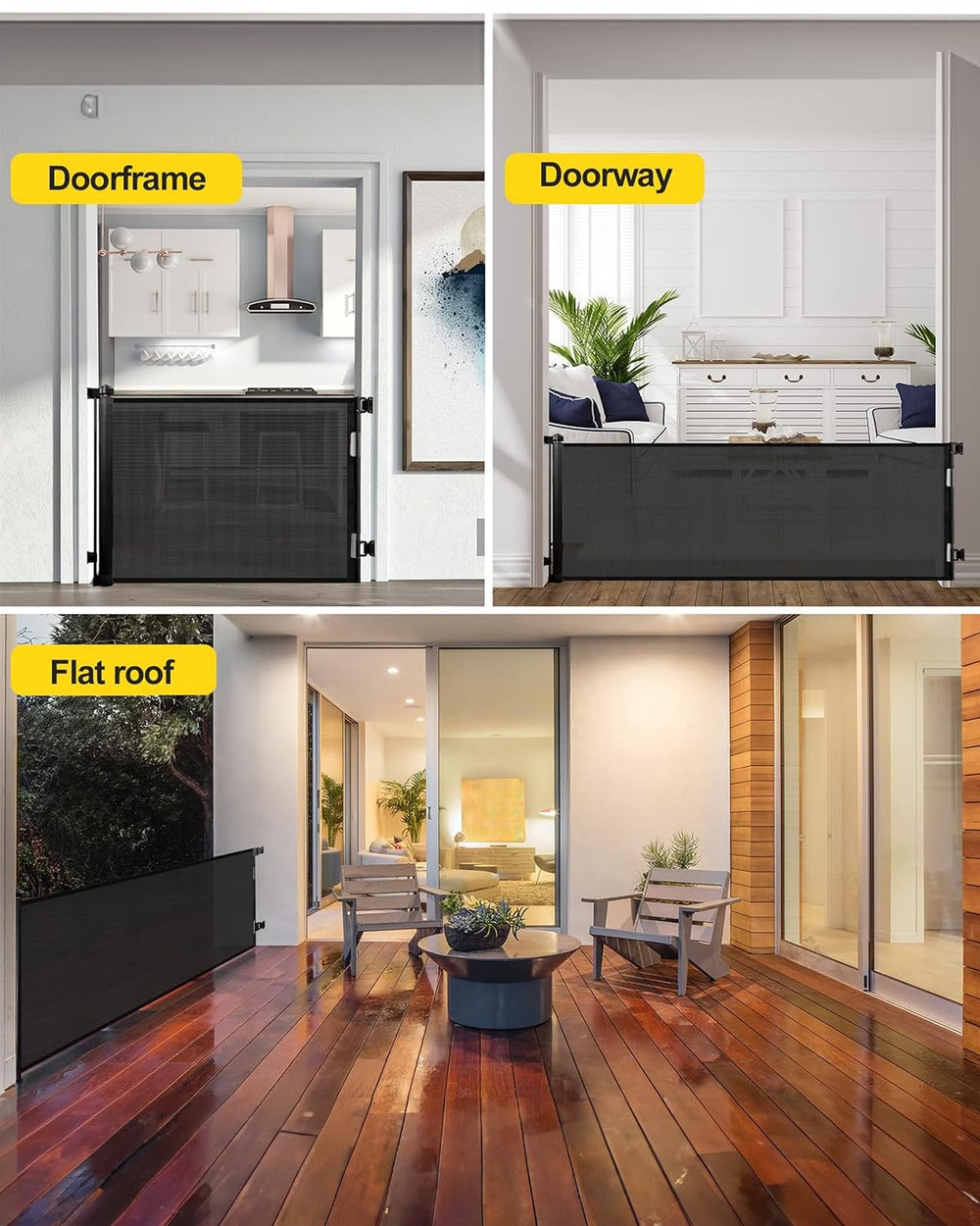 Dearlomum black mesh gate suitable for indoor and outdoor spaces for families