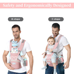 DEBARK baby carrier pink 6-in-1 versatility for growing baby