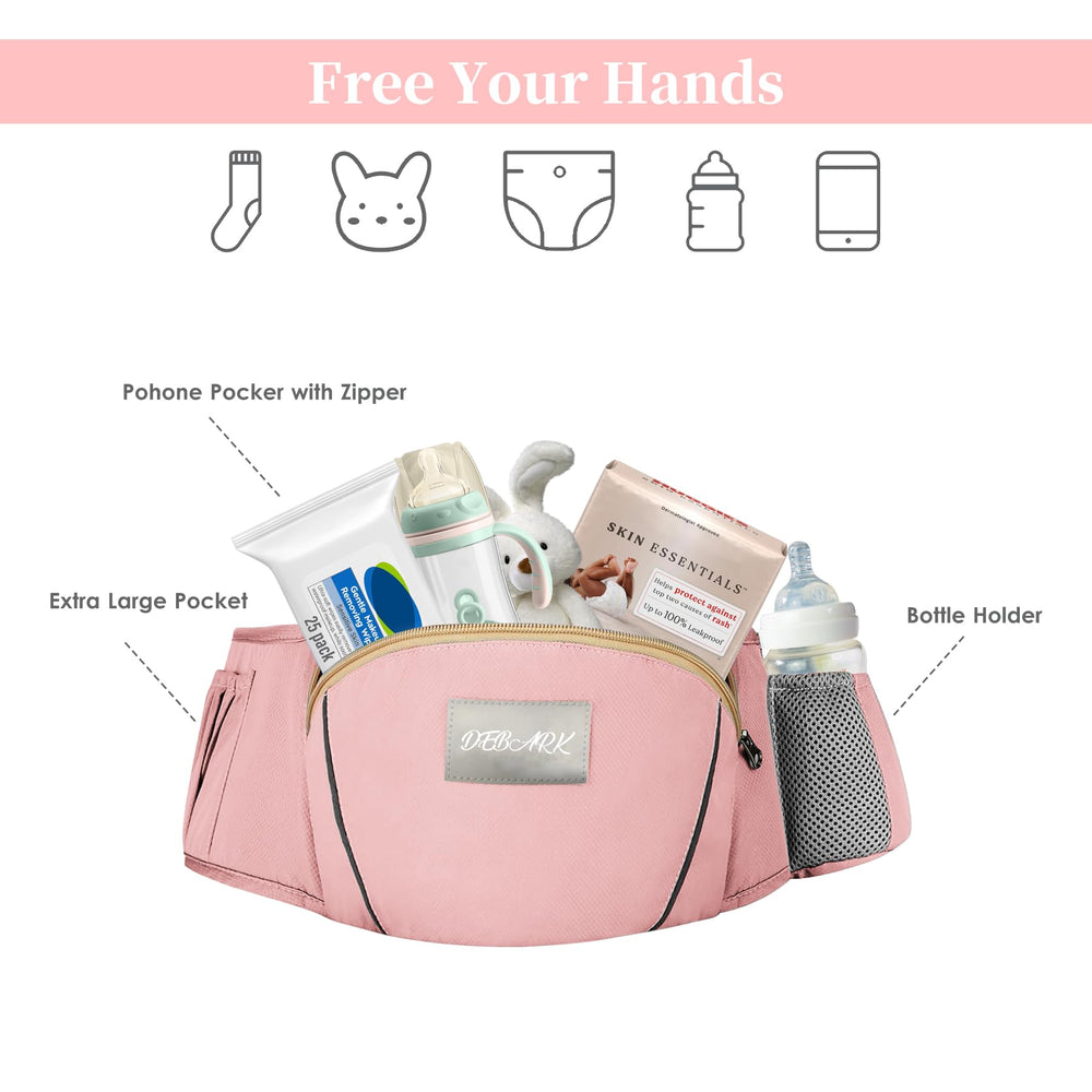 DEBARK baby carrier pink ergonomic back-support during long wear