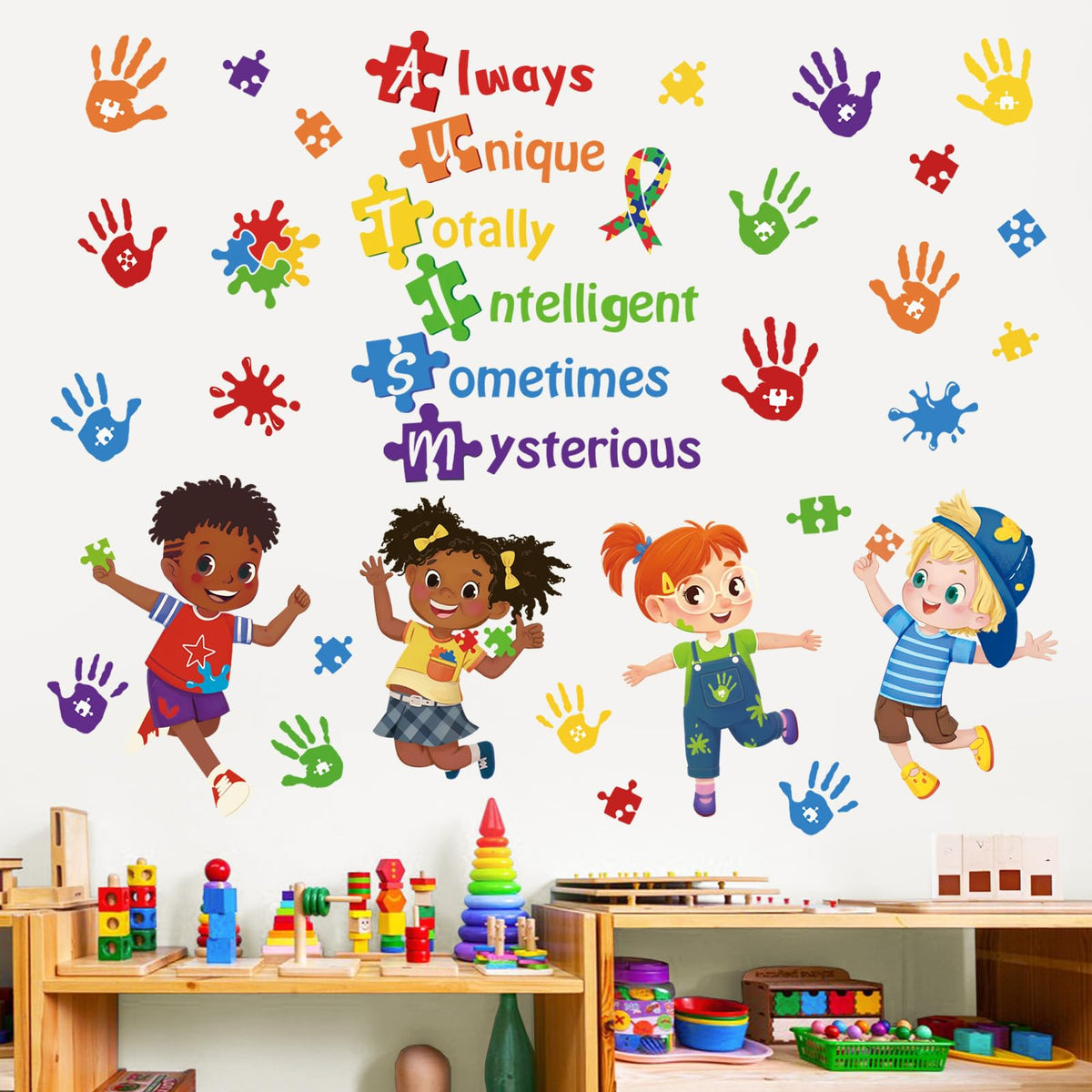 DecalMile autism wall decals with inspirational quotes for kids room, easy to apply