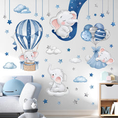 Decalmile blue grey moon and clouds wall decals create calm night sky ambiance.