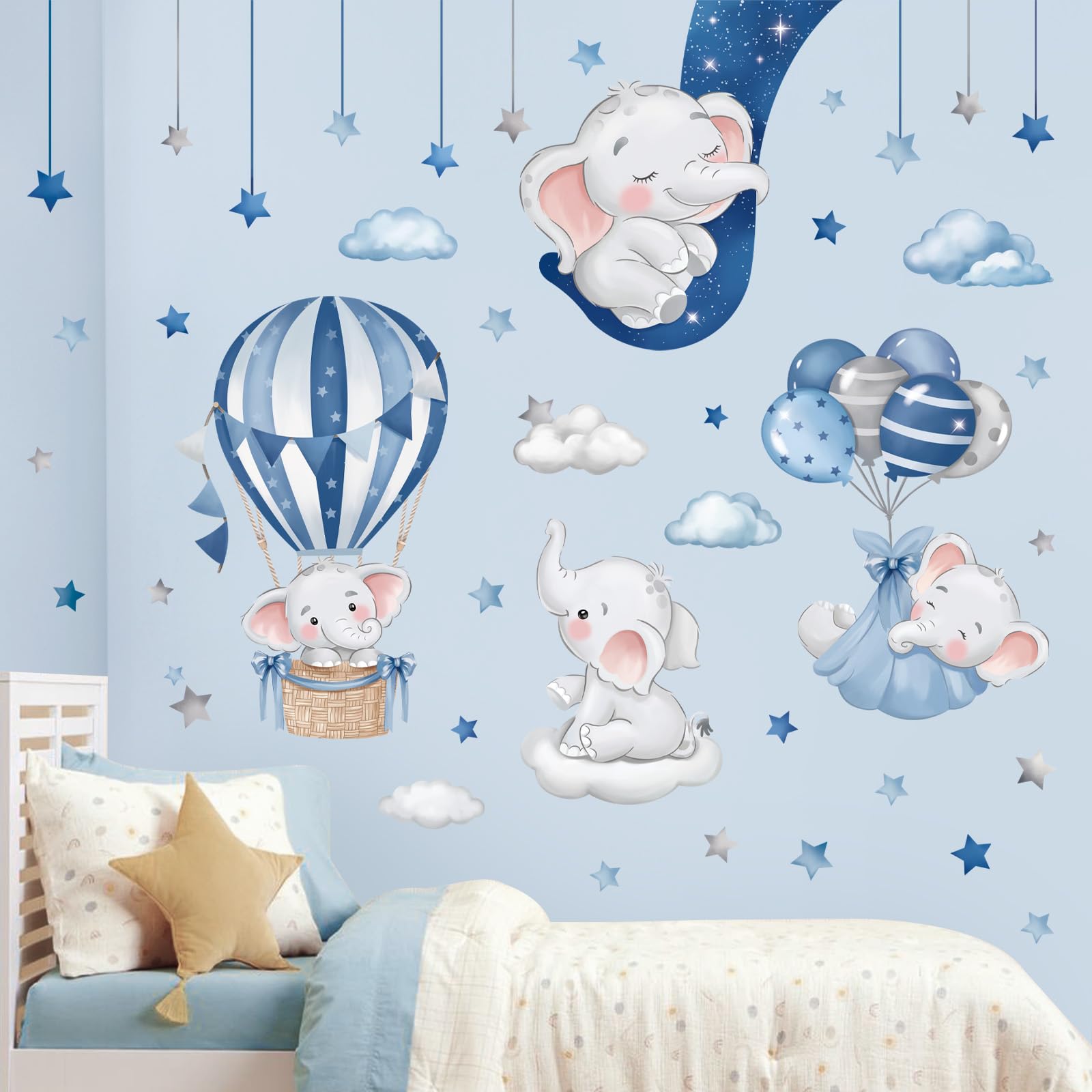 Decalmile blue grey stars in the night sky decals spark dreamy playtime.