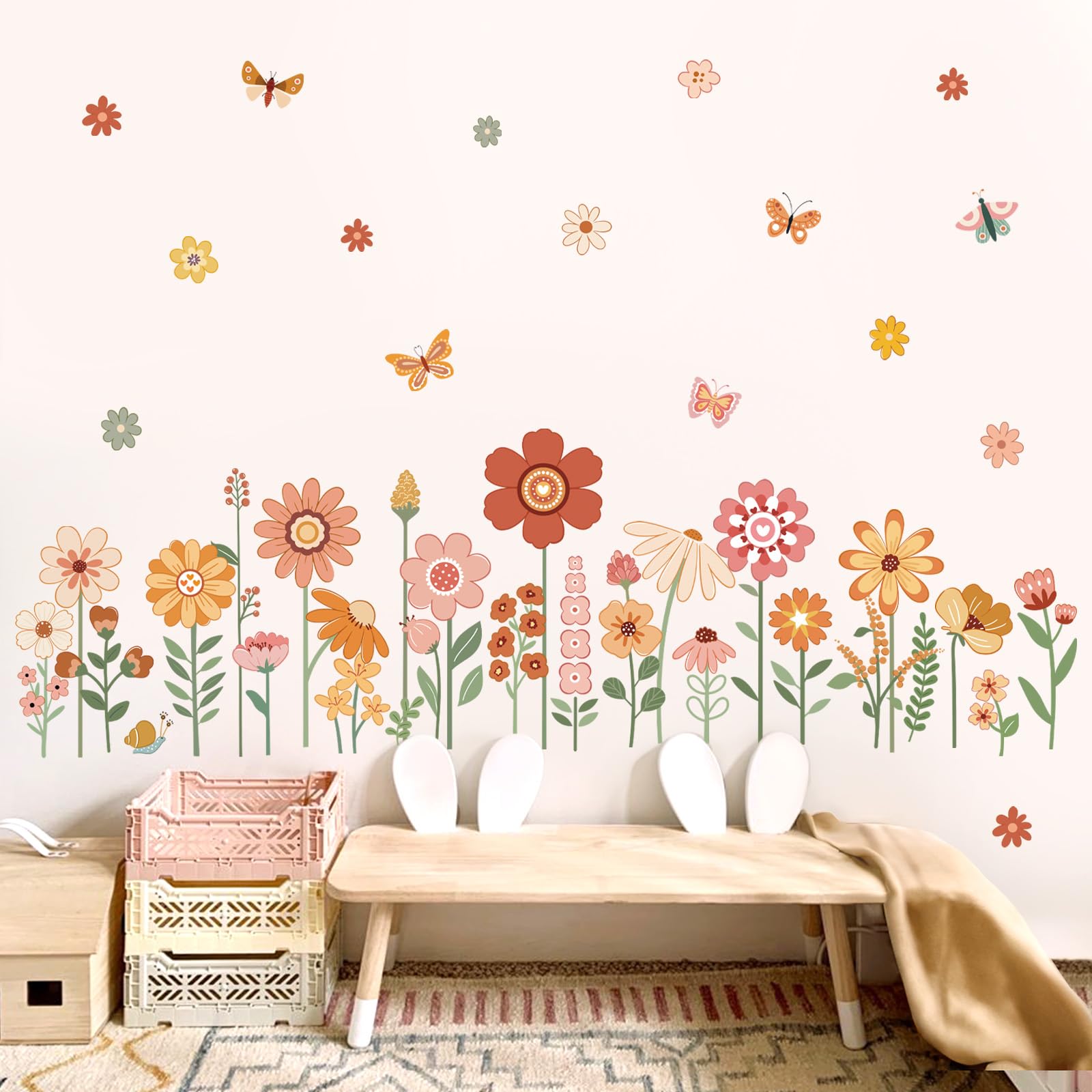 DecalMile garden wall stickers featuring daisies and butterflies brighten spaces and peel off cleanly.