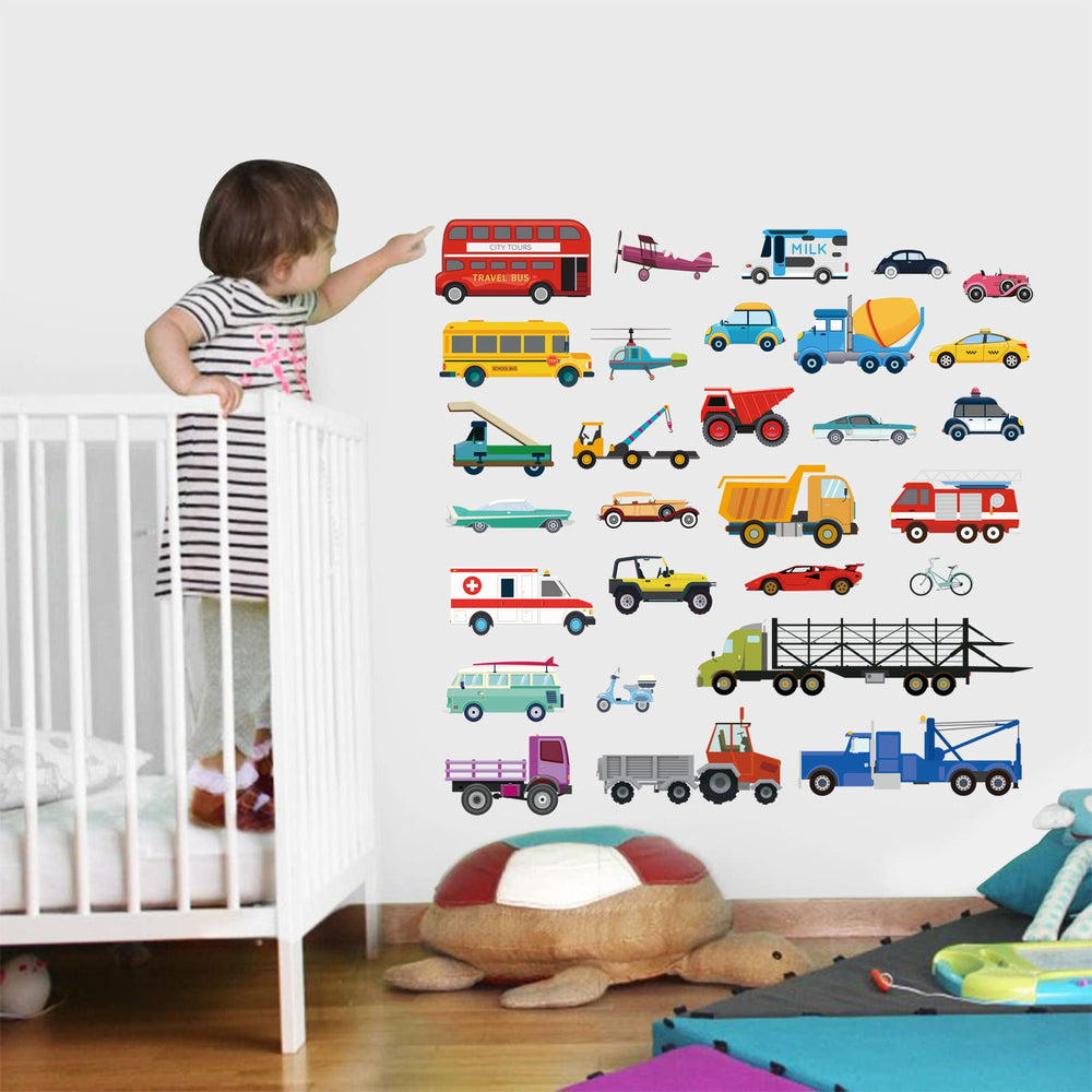 decalmile cars wall sticker bus design makes learning fun and helps decorate classrooms