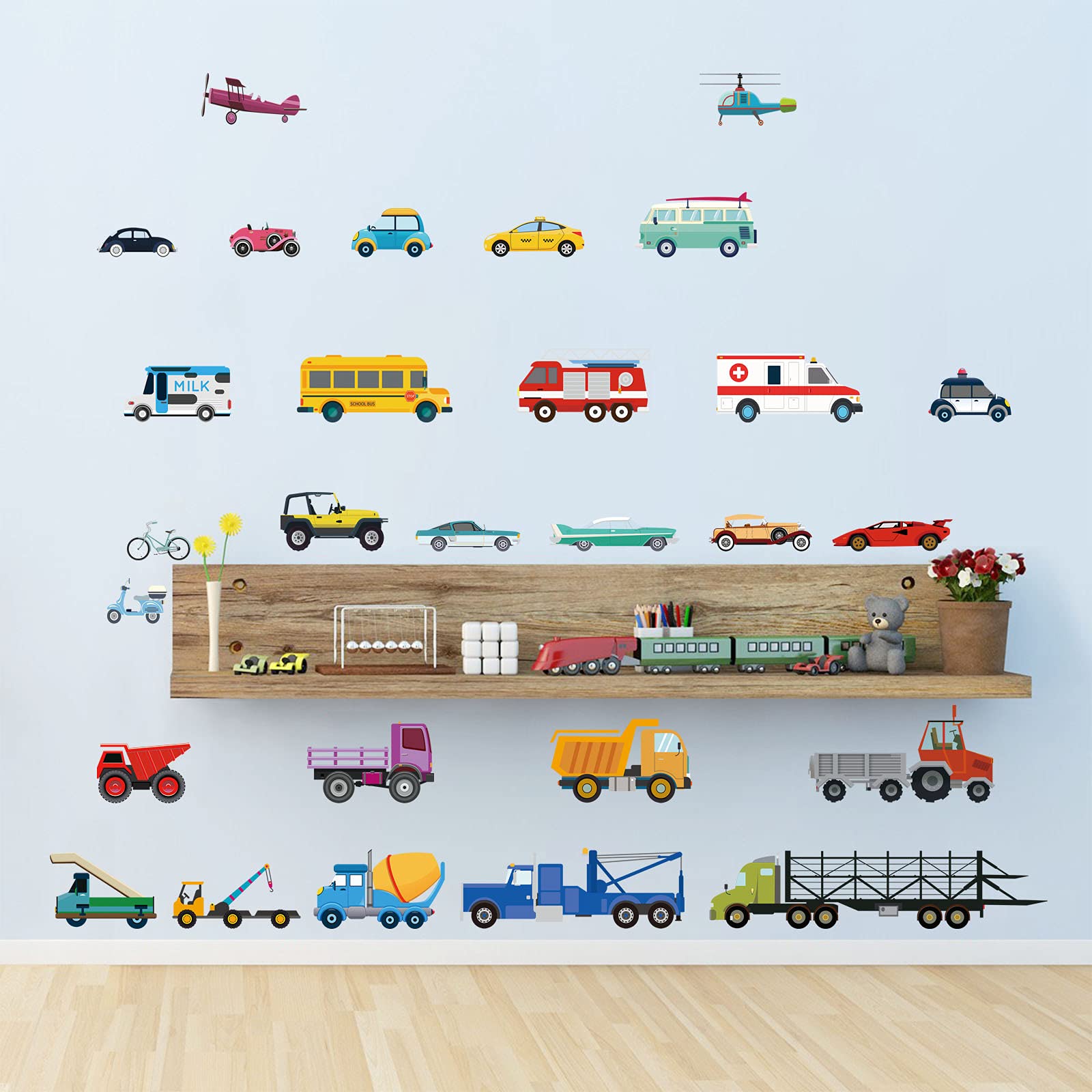 decalmile cars wall sticker police car scene adds energetic decor for a curious boys room