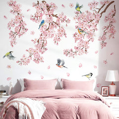 Decalmile cherry blossom tree branch wall decal adds nature-inspired charm to living spaces.