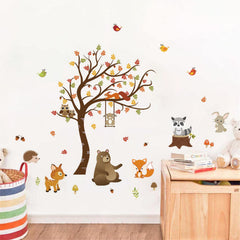 Decalmile fall leaves wall sticker detail adds cozy autumn vibes to kids' rooms.