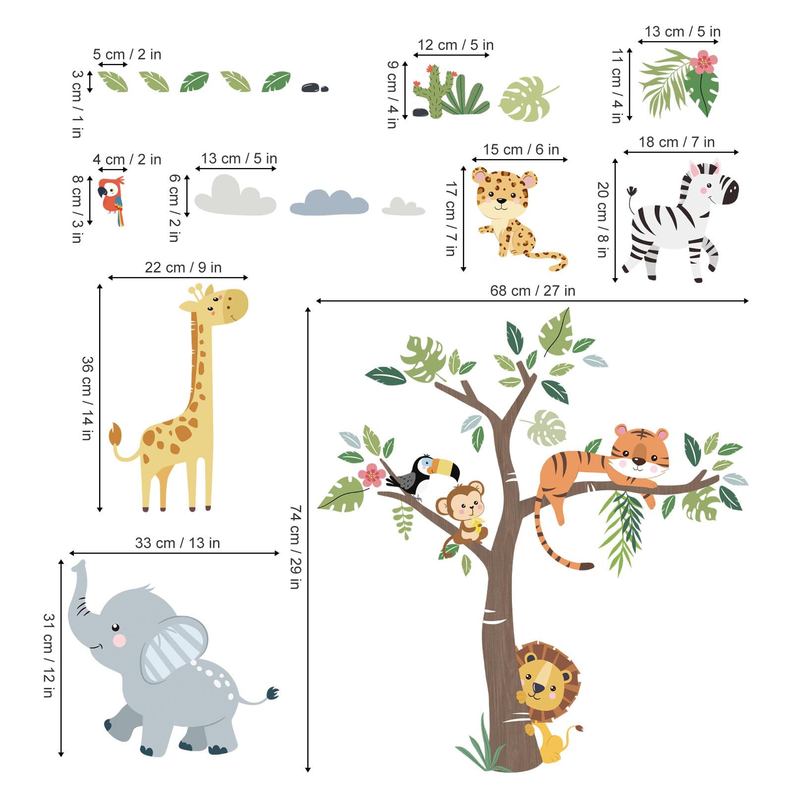 Decalmile safari scene decal; versatile DIY finish on smooth walls.