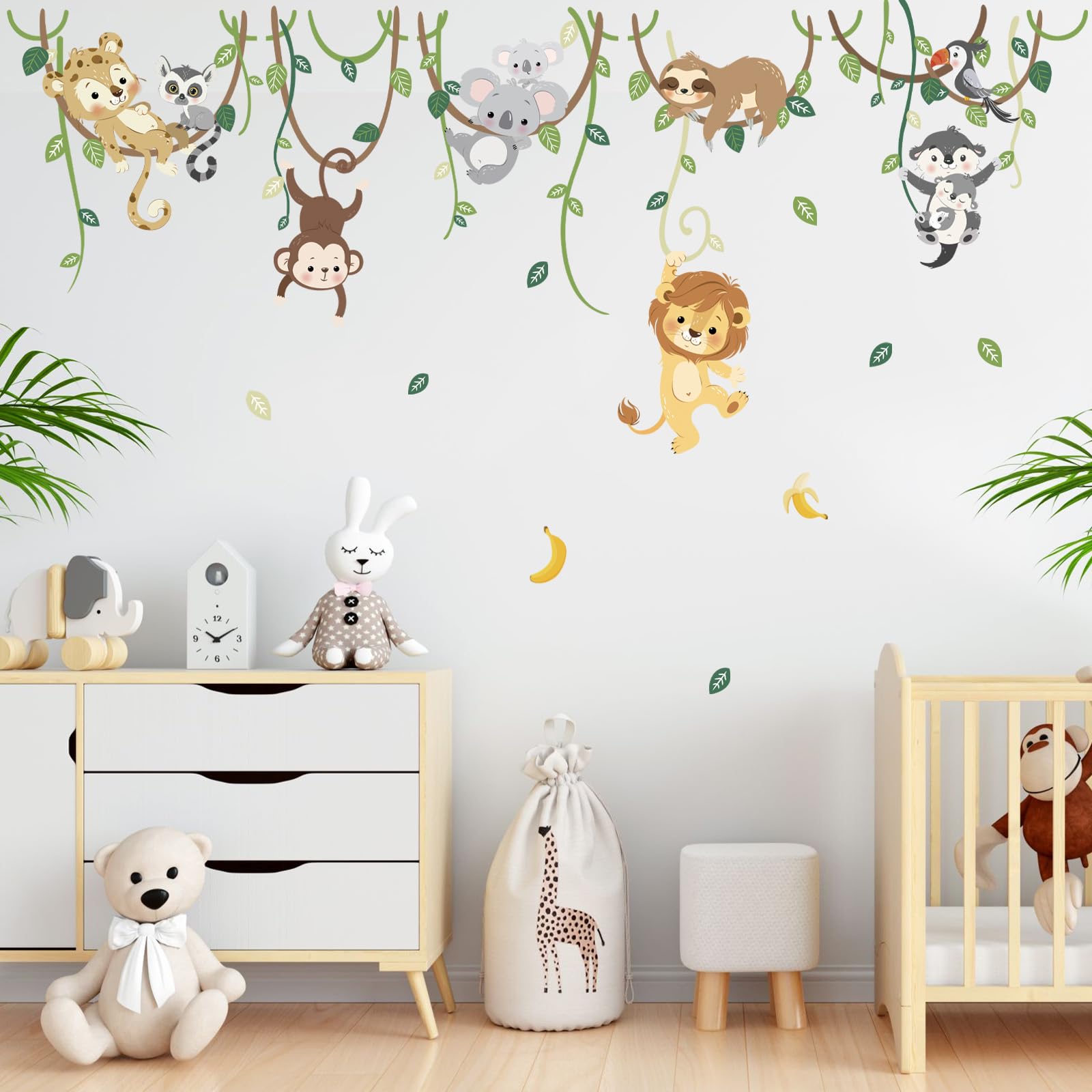 Decalmile monkey wall decal adds playful jungle energy to playrooms.