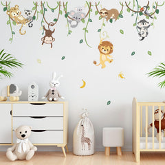 Decalmile monkey wall decal adds playful jungle energy to playrooms.