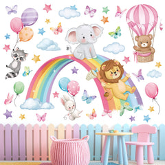 Decalmile rainbow lion wall sticker brightens kids' room décor.