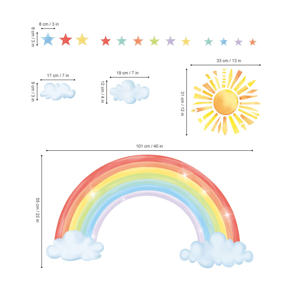 Decalmile rainbow wall decal brightens living spaces, versatile DIY option for large walls.