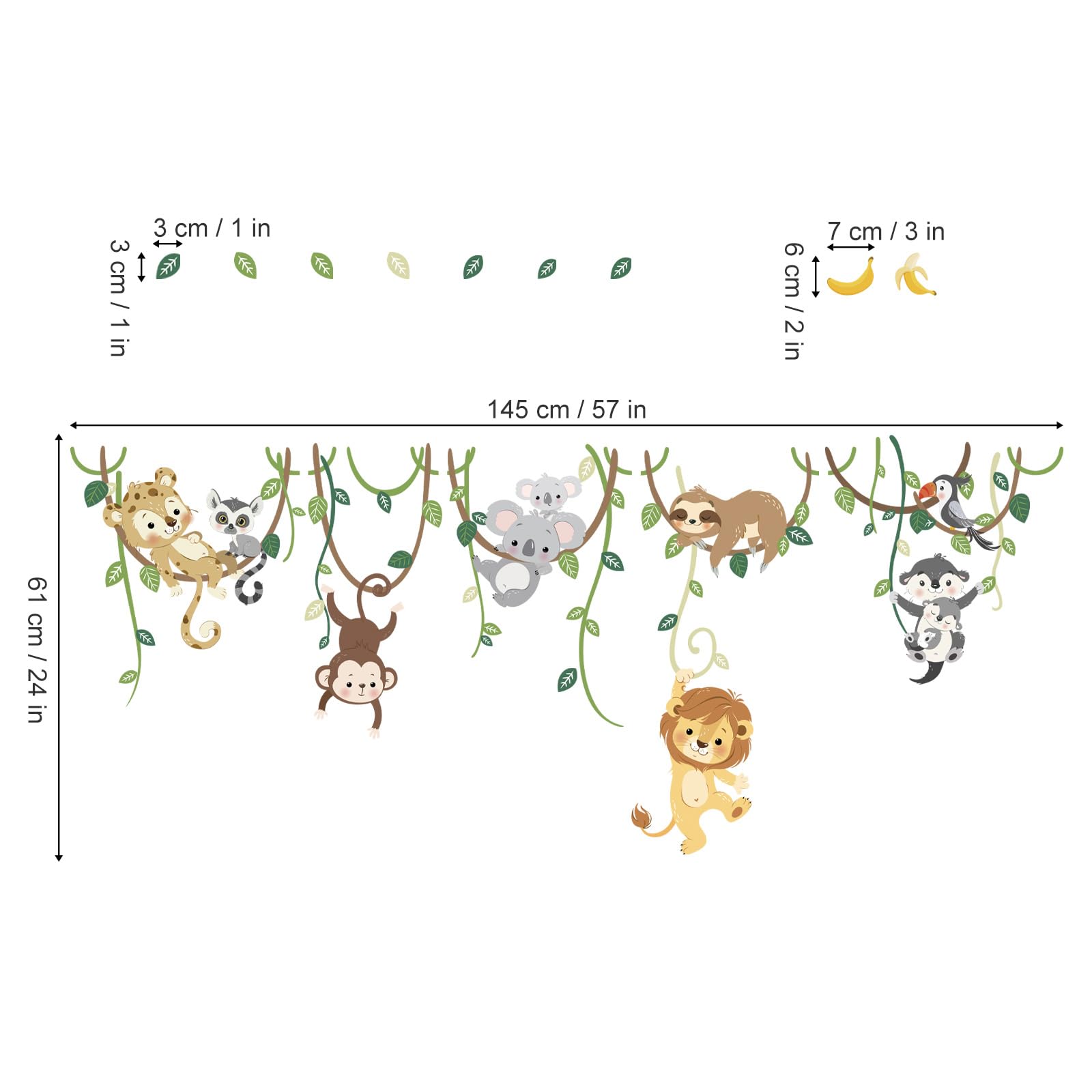 Decalmile safari wall stickers collection for an easy DIY jungle scene.
