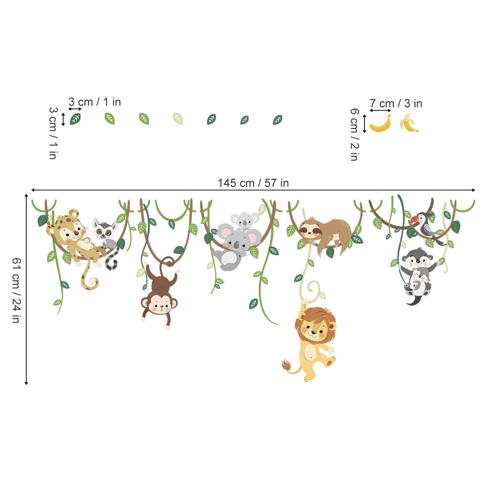 Decalmile safari wall stickers collection for an easy DIY jungle scene.