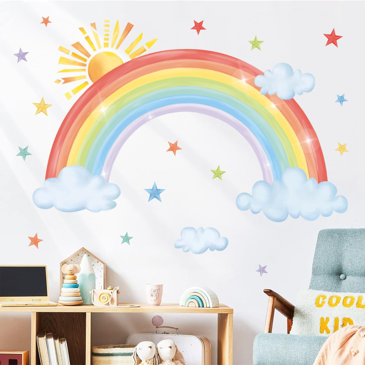 Decalmile sun wall decal adds warm charm to nurseries and bedrooms, easy to reposition.