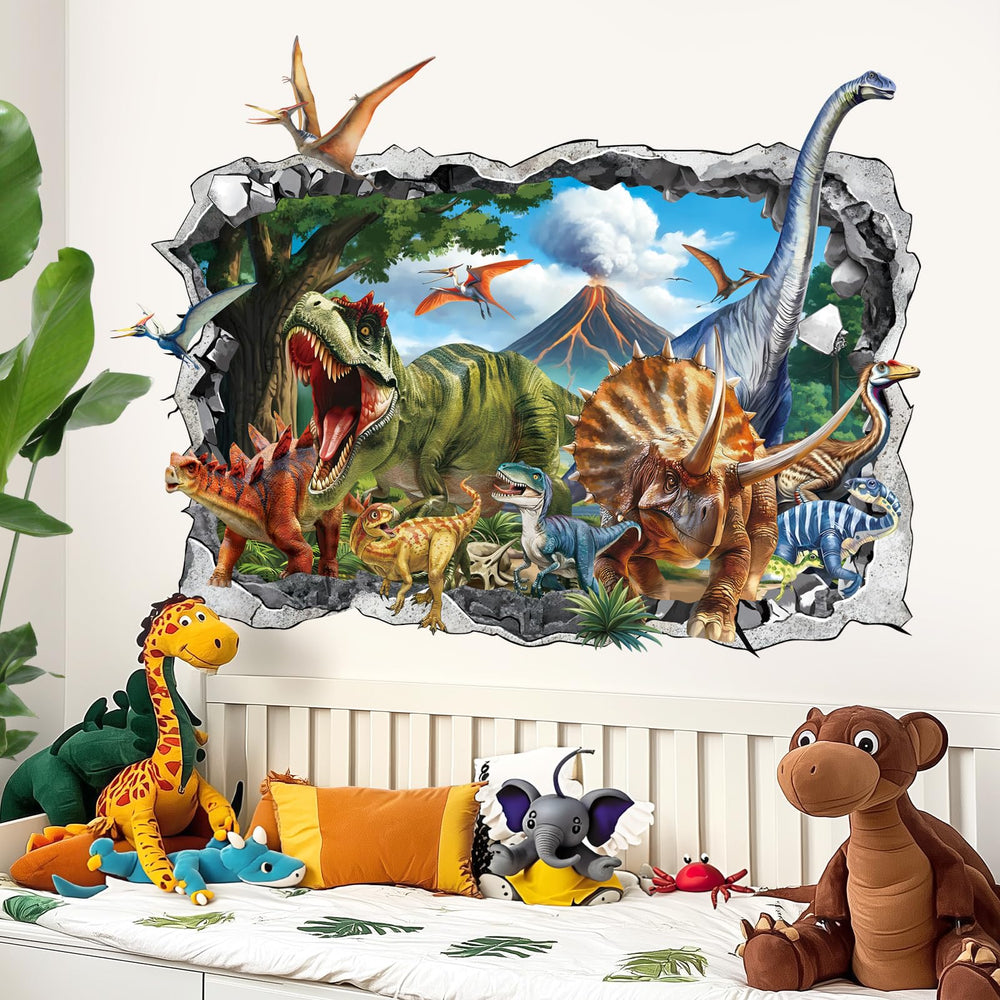 Decalmile volcano dino wall decals ideal for nurseries and playrooms.