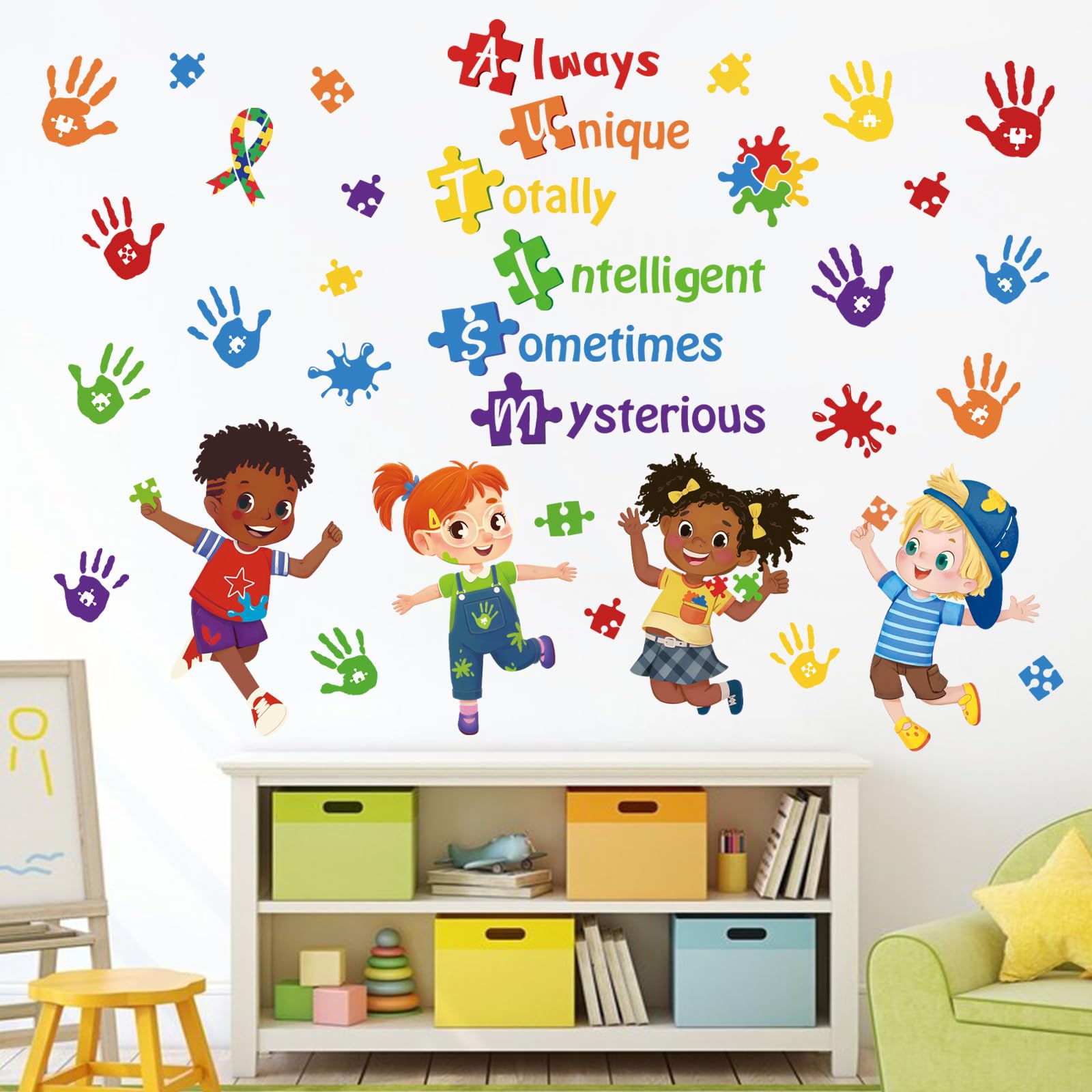 DecalMile wall stickers for kids room and classroom use, bright and engaging