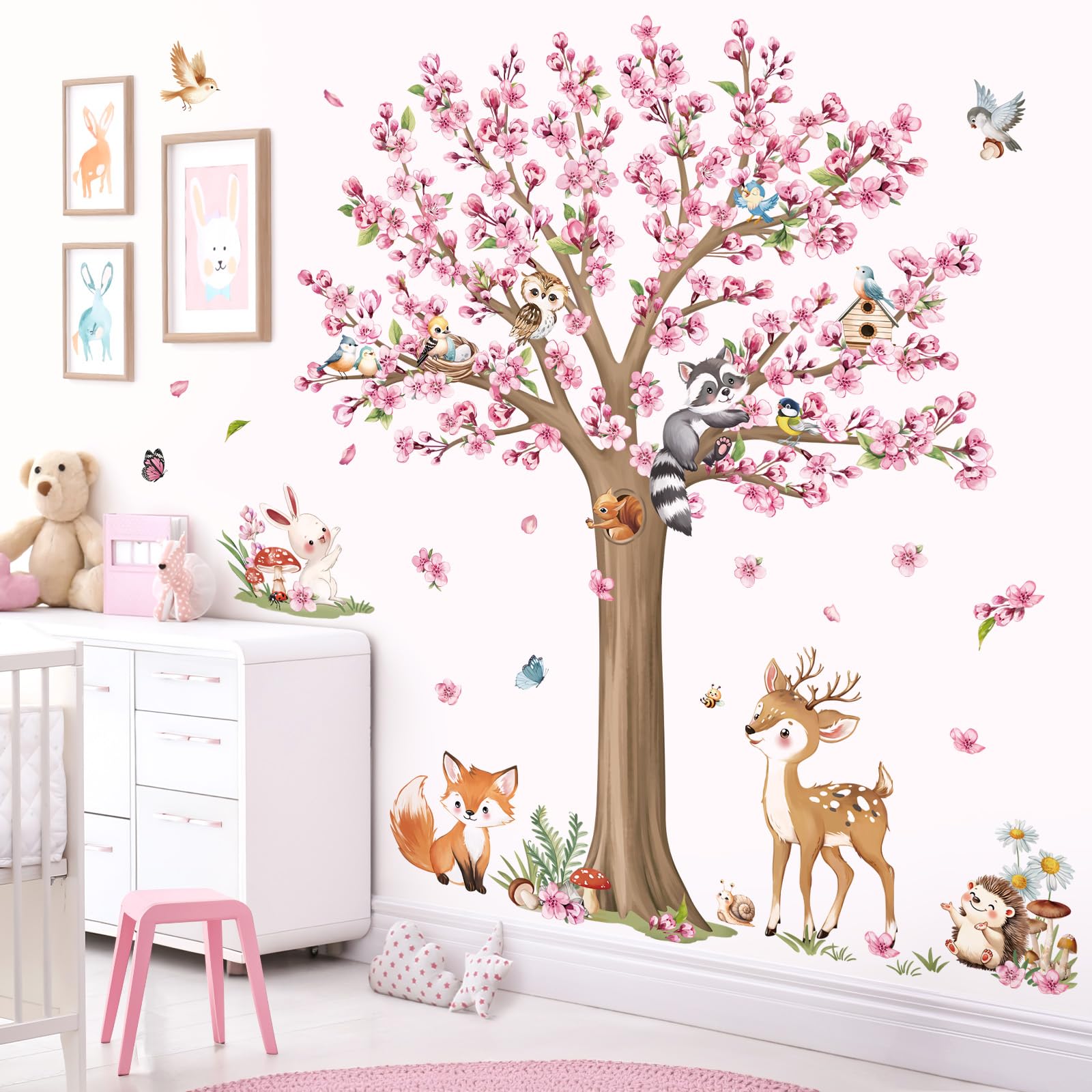 decalmile woodland animals tree wall decal featuring playful forest creatures for walls