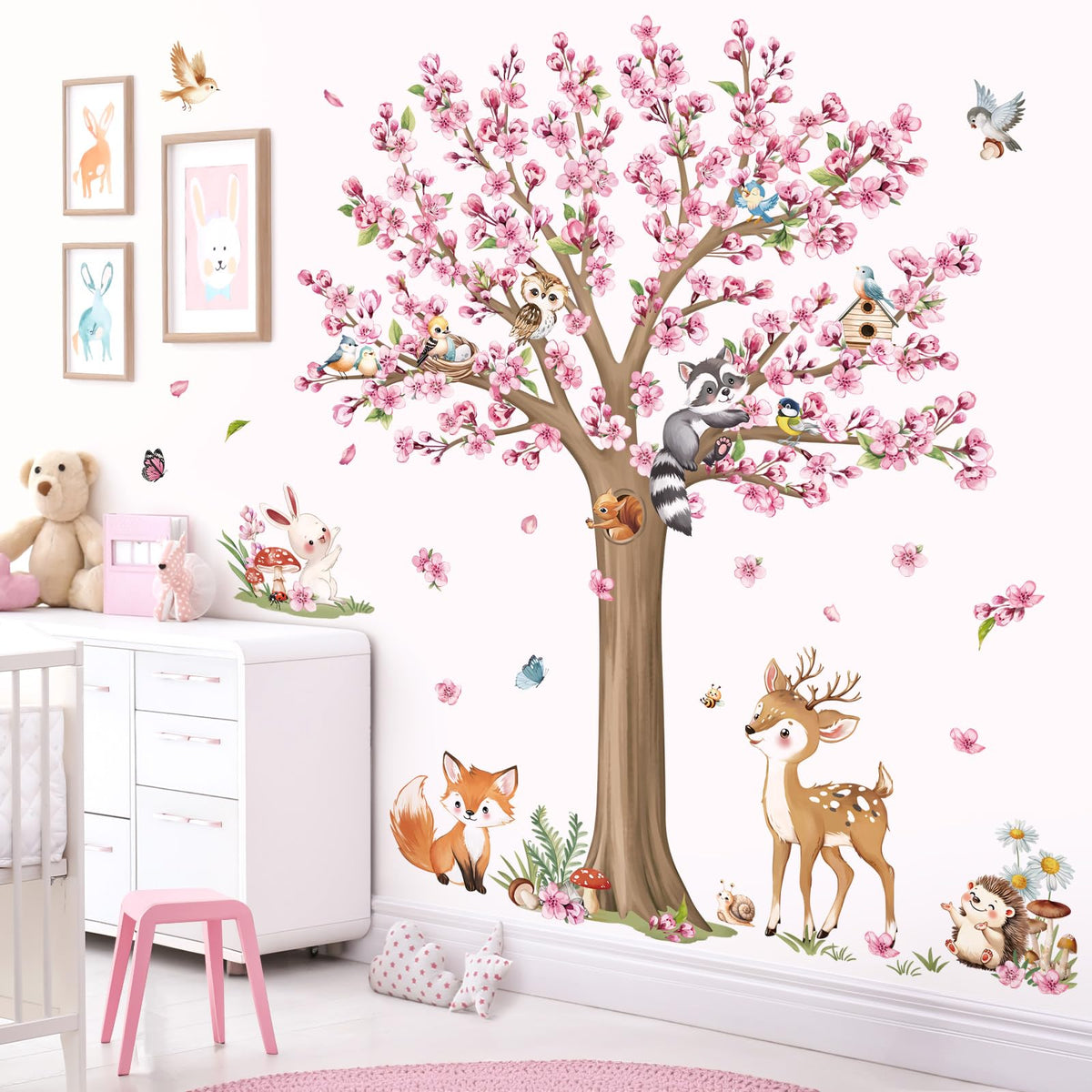 decalmile woodland animals tree wall decal featuring playful forest creatures for walls