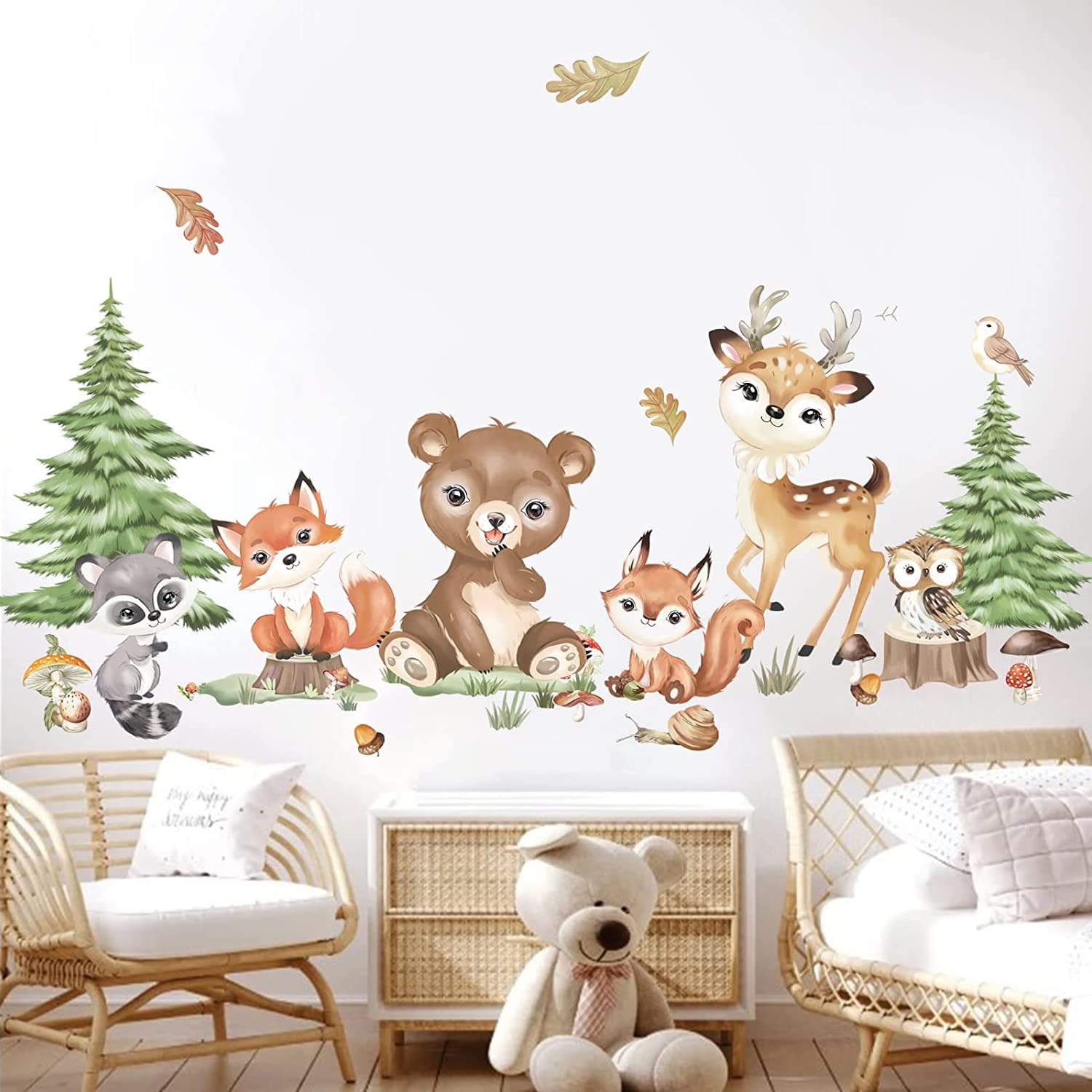DecalMile bear wall sticker for nursery walls, playful woodland vibe