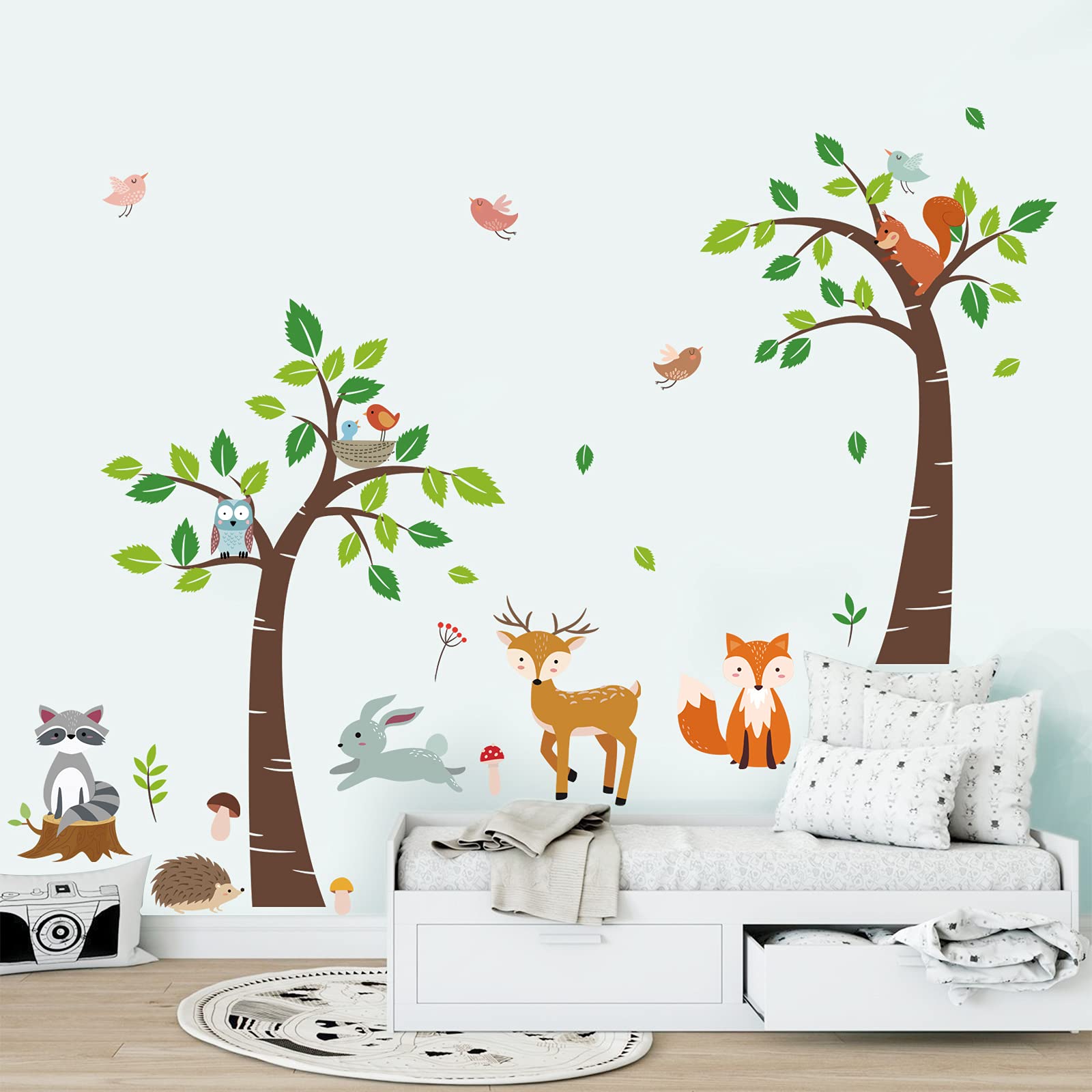 Decalmile woodland owl wall sticker creates a cozy vibe and sticks to smooth walls