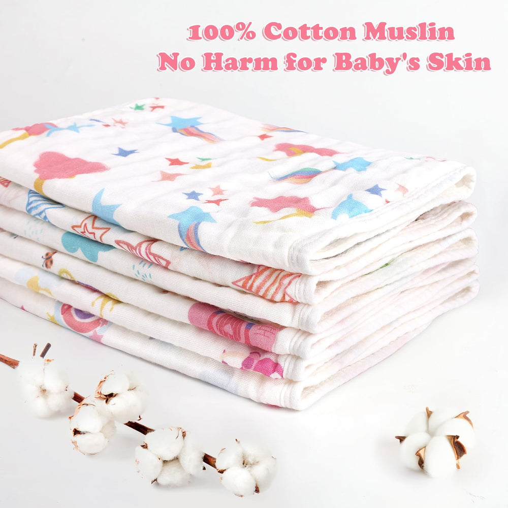 Decalsweet baby burp cloths are large and provide full shoulder coverage.