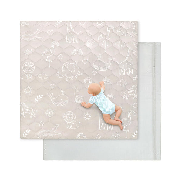 Decalsweet baby play mat 50x50 inches offering soft foam for tummy time