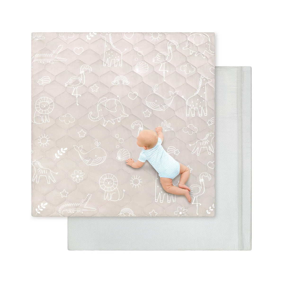 Decalsweet baby play mat 50x50 inches offering soft foam for tummy time