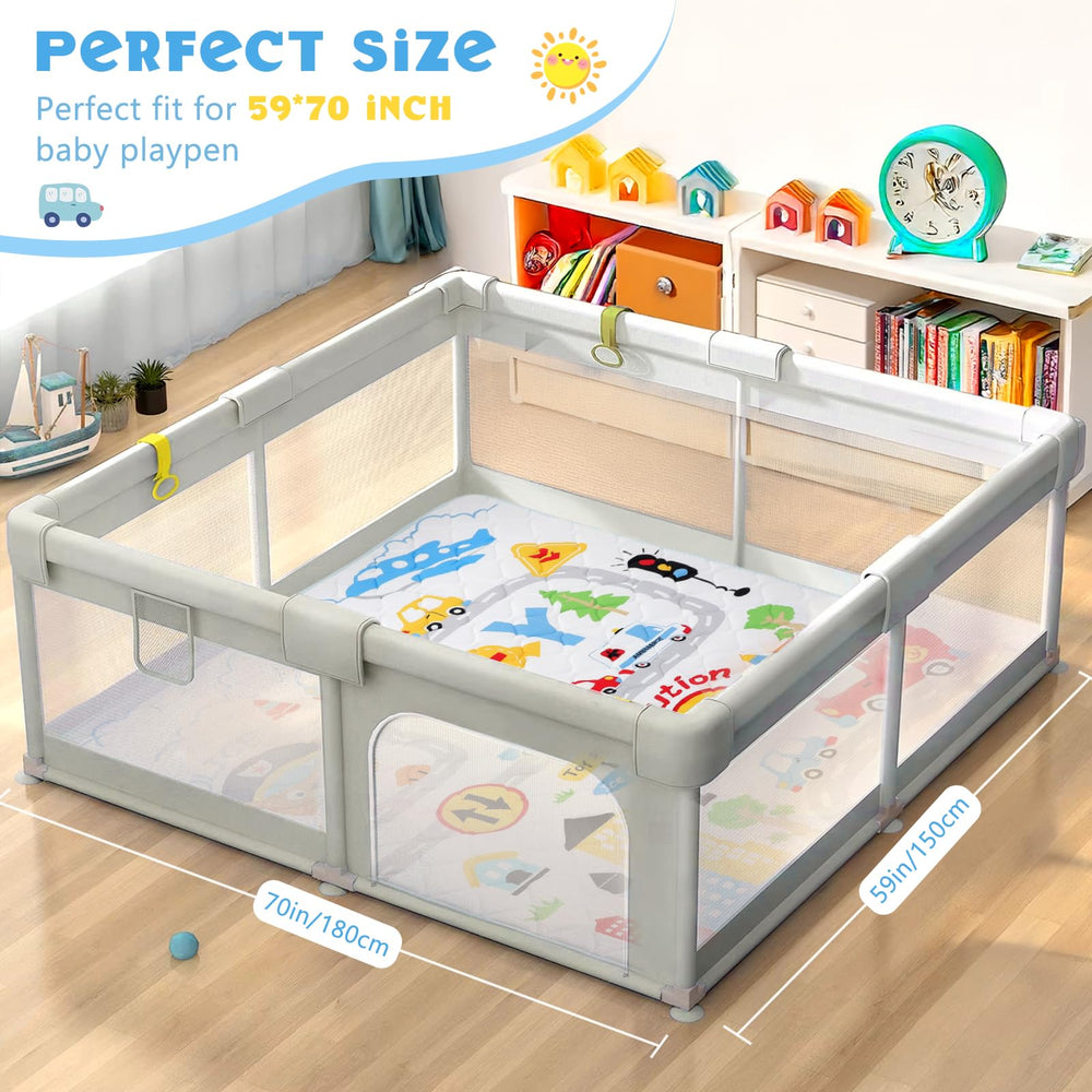 Decalsweet baby play mat, 59x71 inches, creates a large safe crawl area.