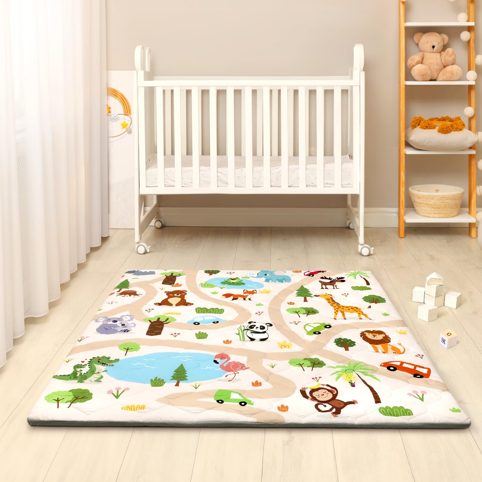 Decalsweet Baby Play Mat spacious area supports exploration.
