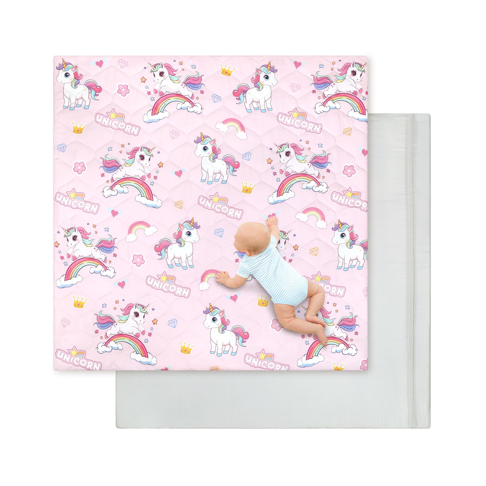 Decalsweet baby play mat with extra-thick foam for soft tummy time.