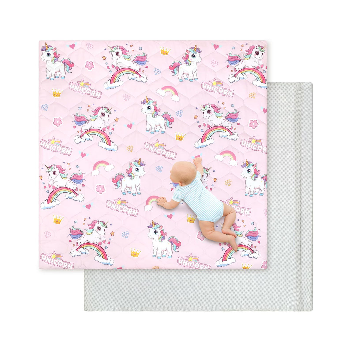 Decalsweet baby play mat with extra-thick foam for soft tummy time.