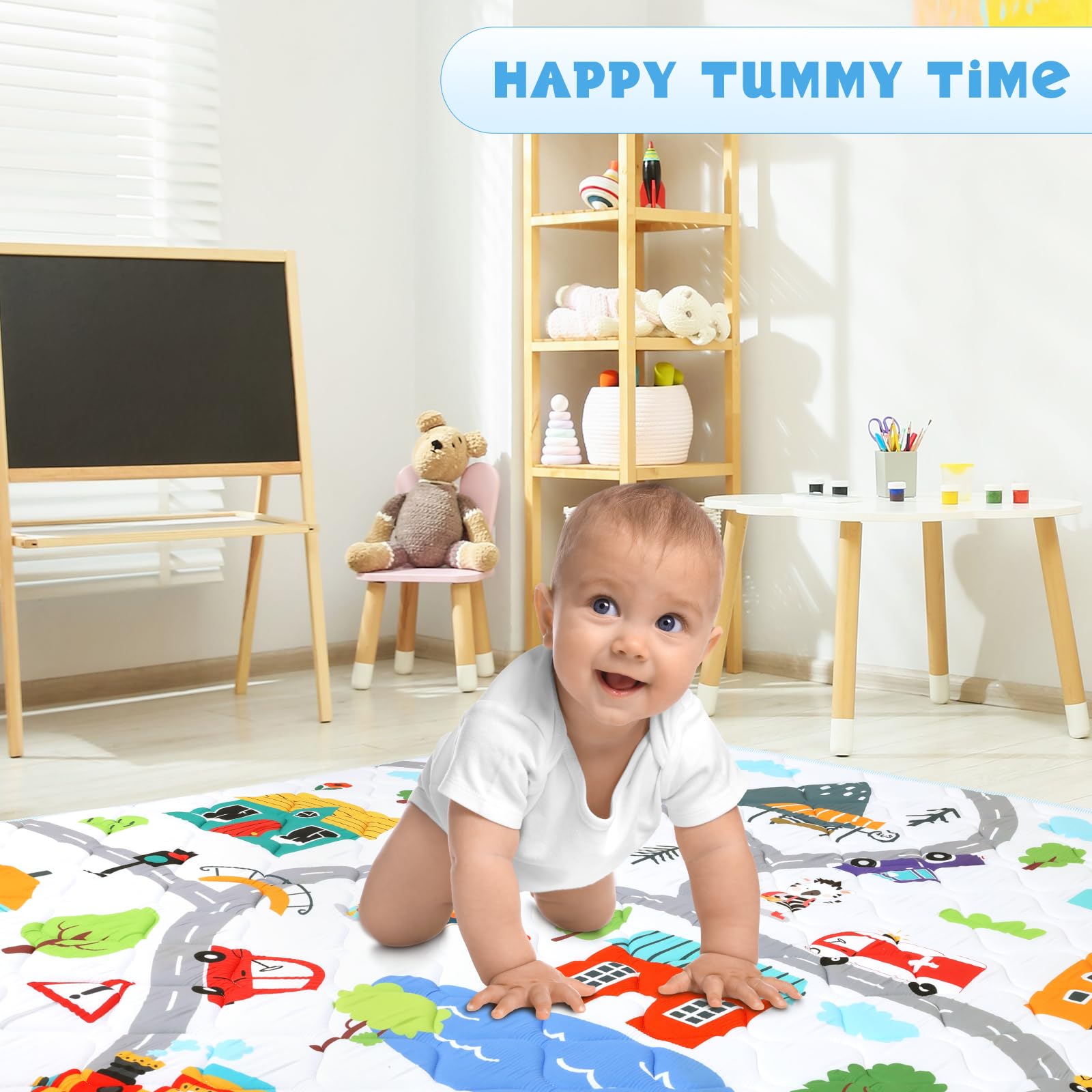 Decalsweet play mat with non-slip-bottom for safer crawling.