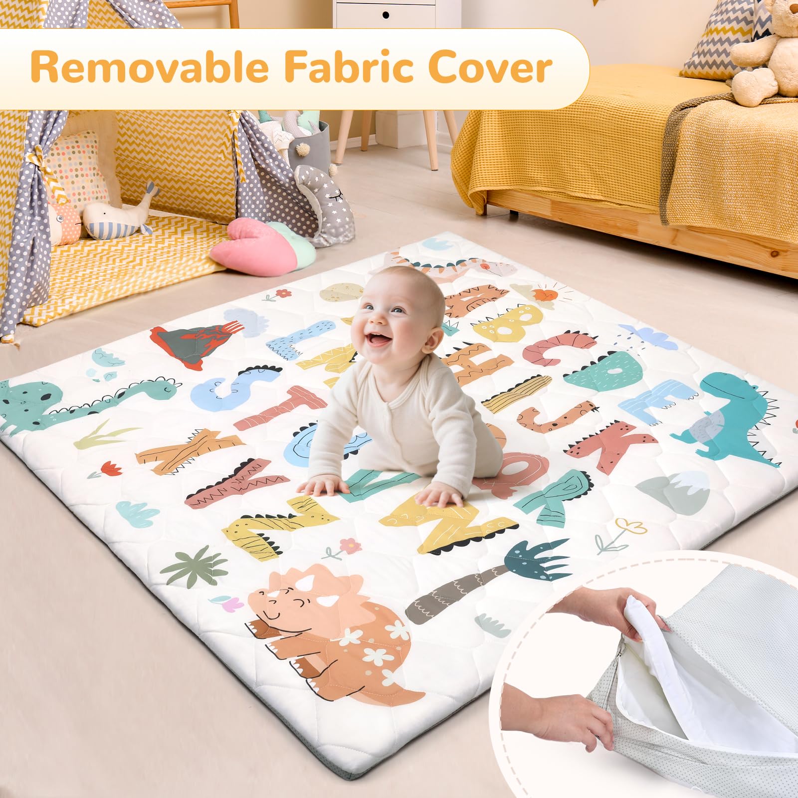 Decalsweet mat has non-slip bottom to stay in place during play.