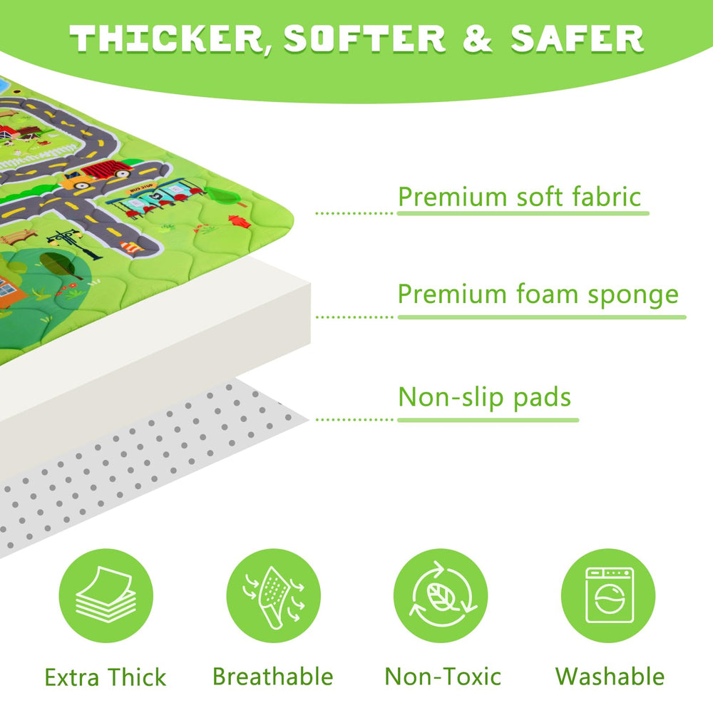 Decalsweet mat bottom features non-slip pads for safer play on any floor.