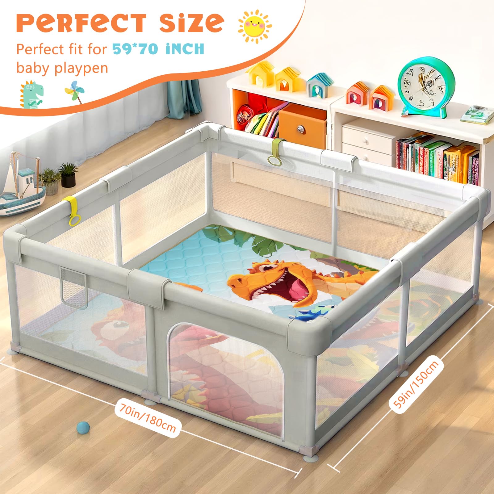 Decalsweet play mat showing non-slip bottom for stability
