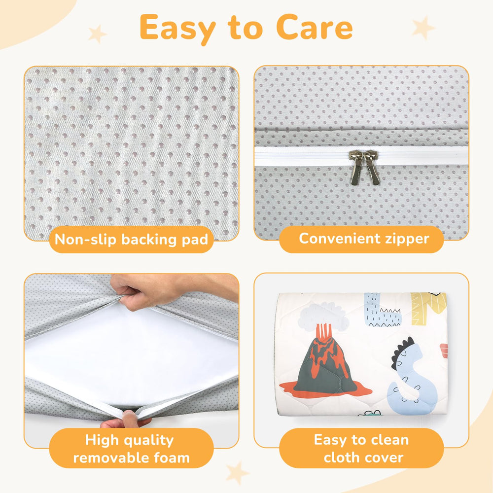 Decalsweet mat with removable, machine-washable cover for easy cleaning.