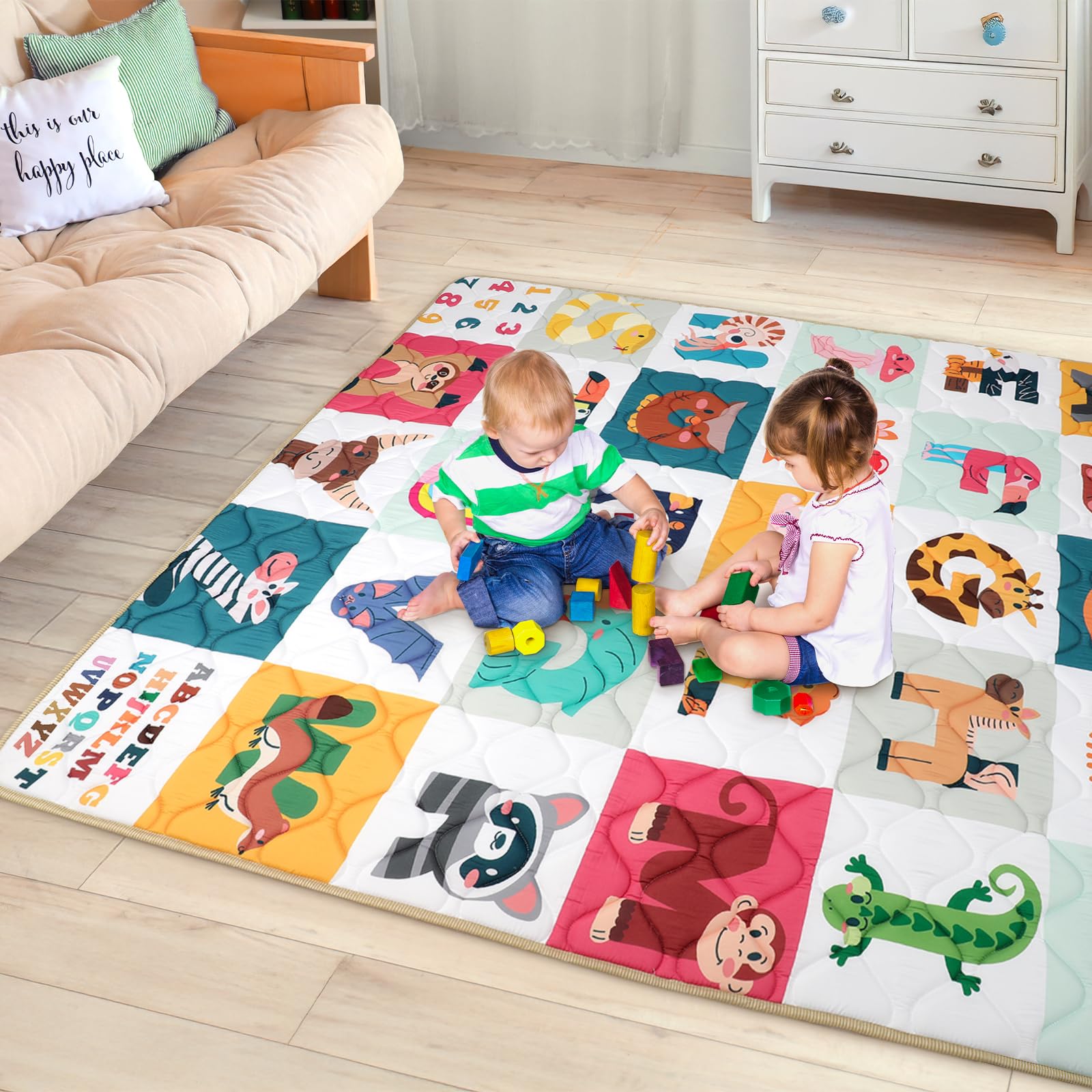 Decalsweet mat's bright pattern engages visual curiosity in babies