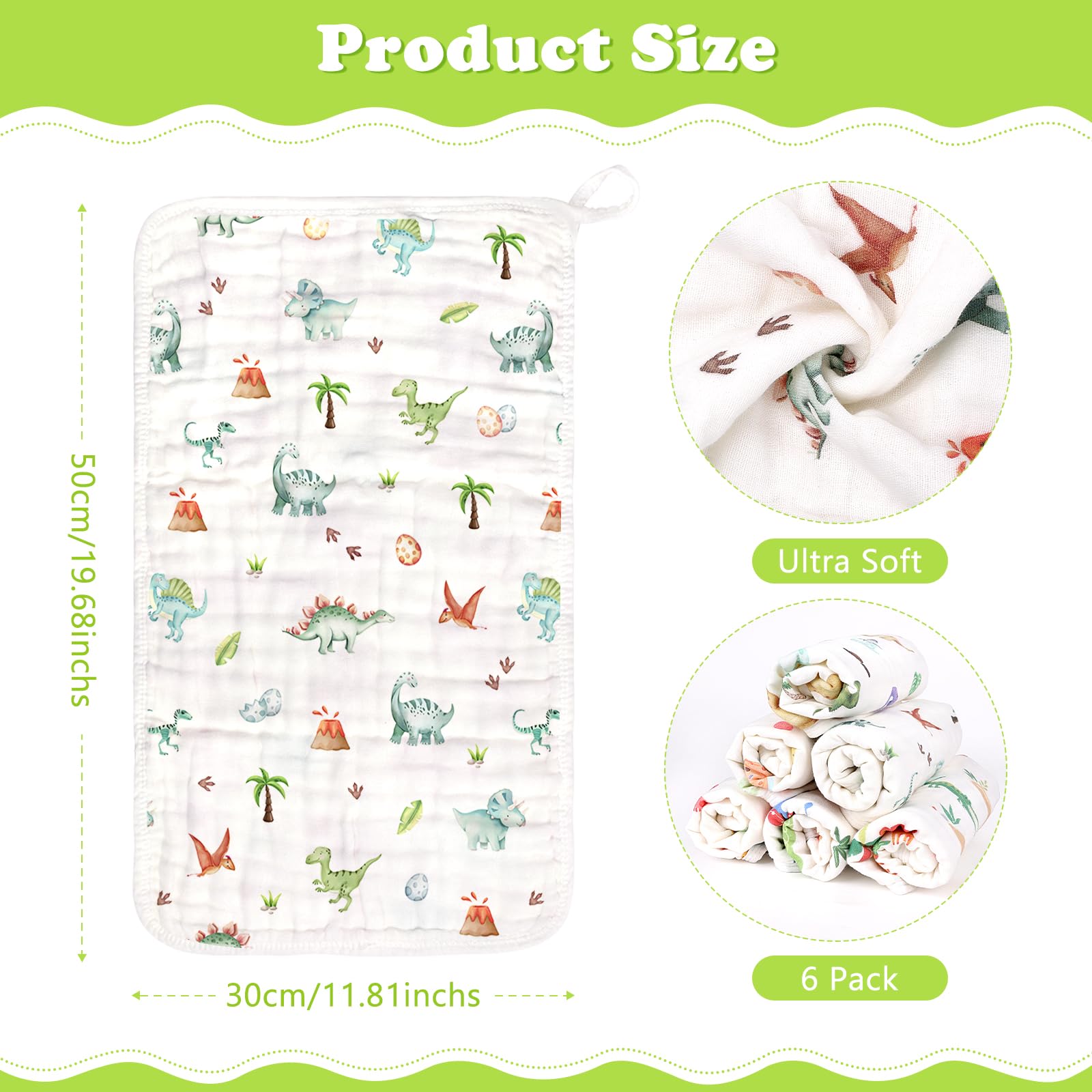 Decalsweet burp cloths show 20x12 inches size for full shoulder coverage