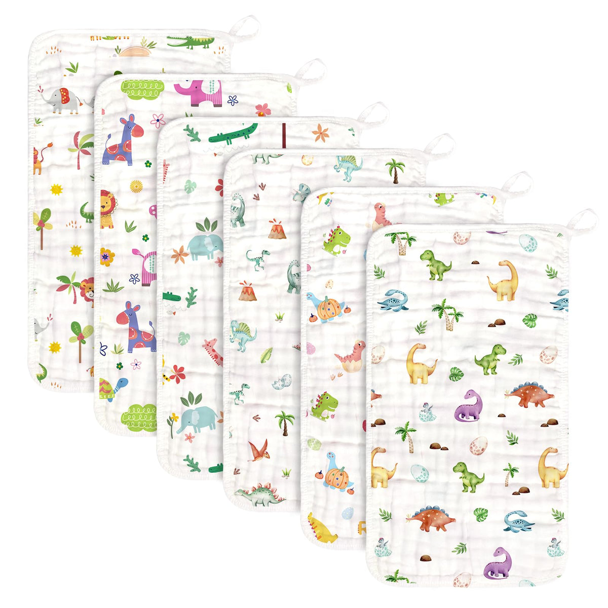 Decalsweet six-layer muslin burp cloths absorb spills softly for baby care