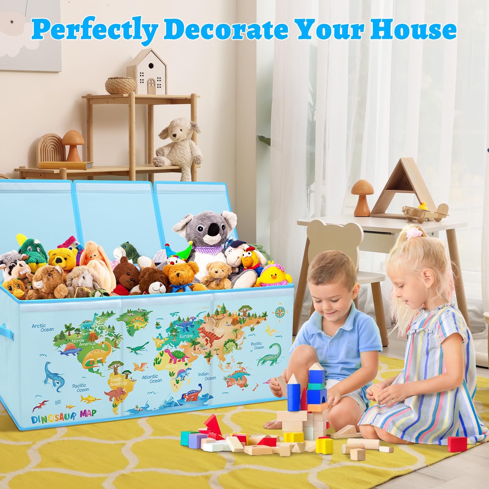 Decalsweet collapsible toy chest folded flat for space saving storage