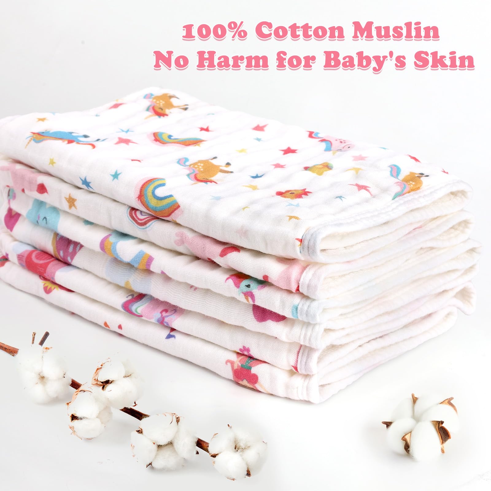 Decalsweet 100 percent cotton burp cloths show gentle texture for baby's skin