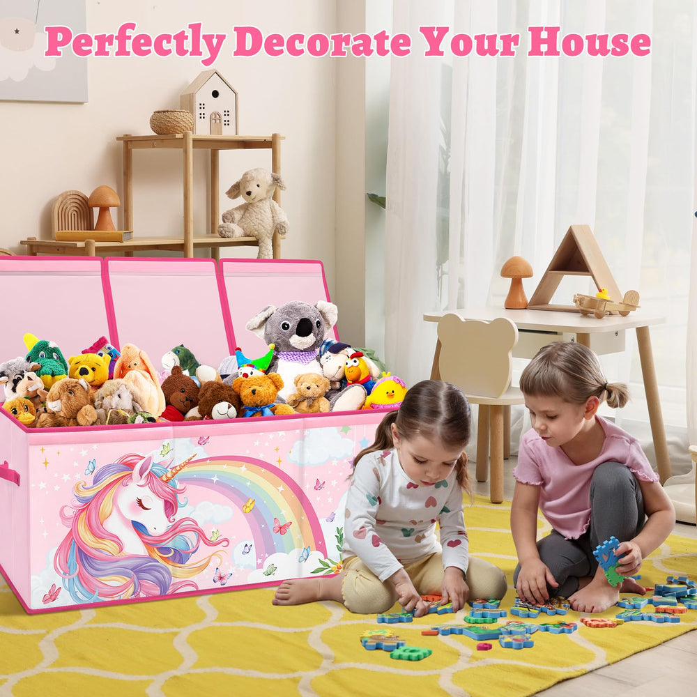 DecalSweet toy box exterior uses oxford fabric that withstands busy kids' spaces.
